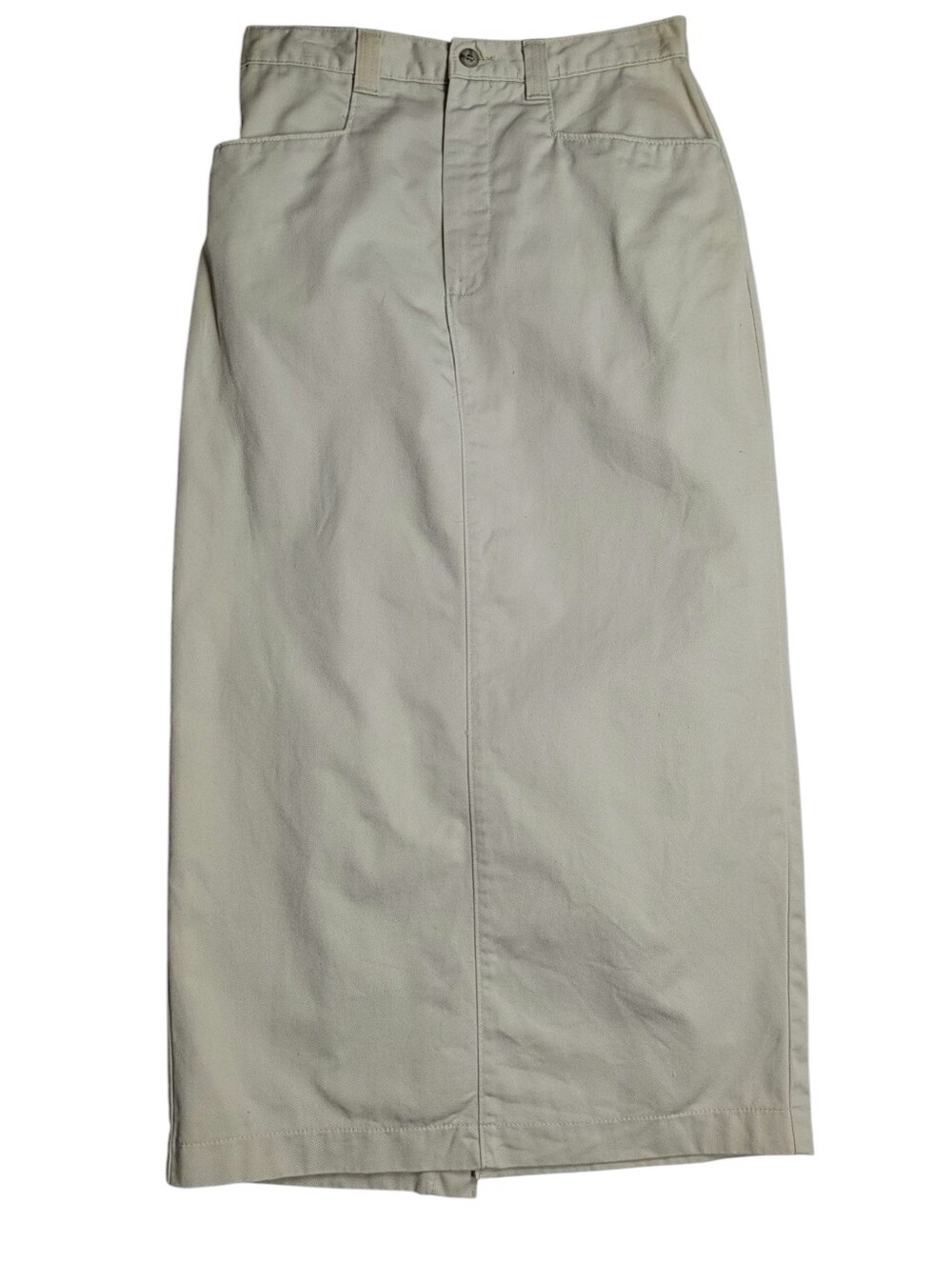 90s Classic Lee High-Waist Cream Khaki Midi Skirt